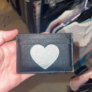 Coach Flat Card Case with Silver Glitter Heart